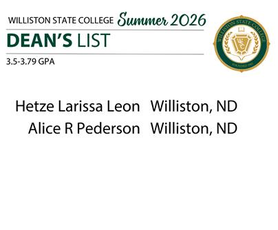Williston State College Announces Summer 2026 Deans List - image